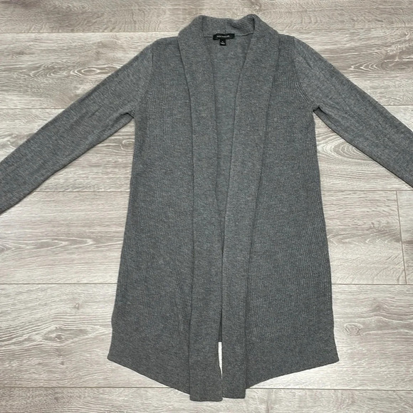 Ann Taylor Wool Blend Cardigan Sweater Gray Long Open Front S - Picture 4 of 16